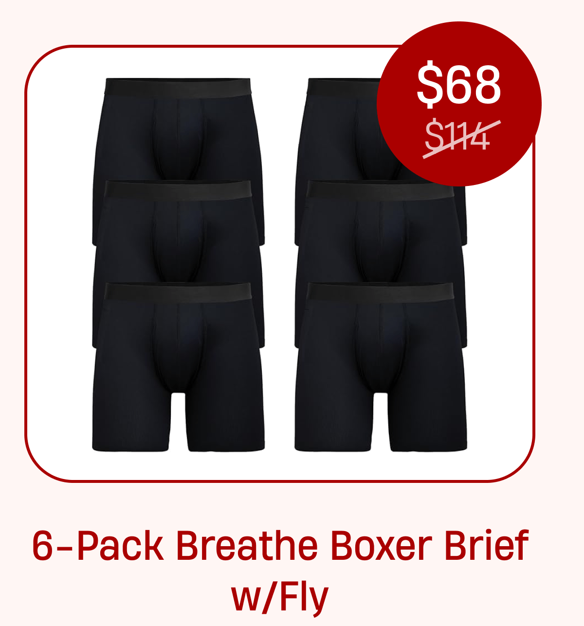 6-Pack Breathe Boxer Brief w/Fly