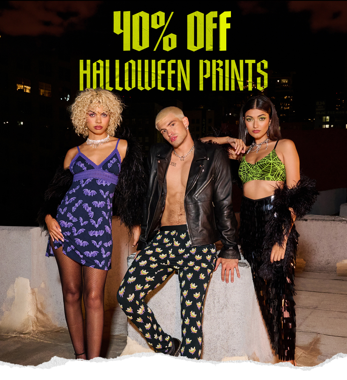 Headline: 40% Off Halloween Prints Body: Add some comfy treats to your Halloween basket with 40% off our Halloween prints like Fab-Boo-lous, Glow Webs, and more with code SCARY40. CTA: Shop Halloween