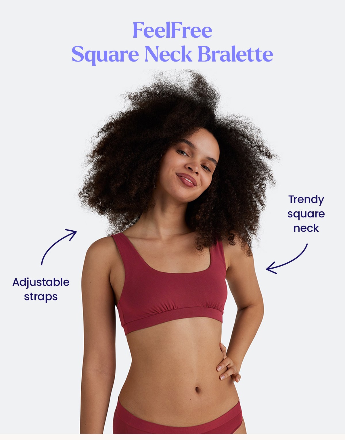 FeelFree Square Neck Bralette | Trendy square neck | Adjustable straps