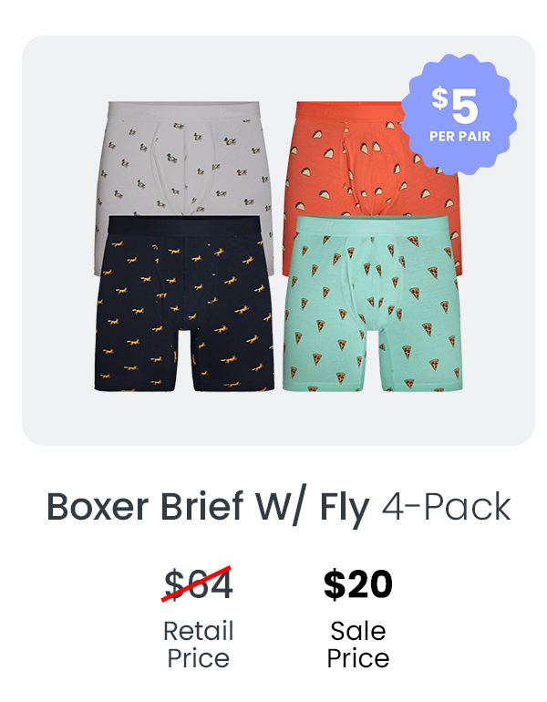 Boxer Brief W/ Fly 4-Pack | $20 Sale price