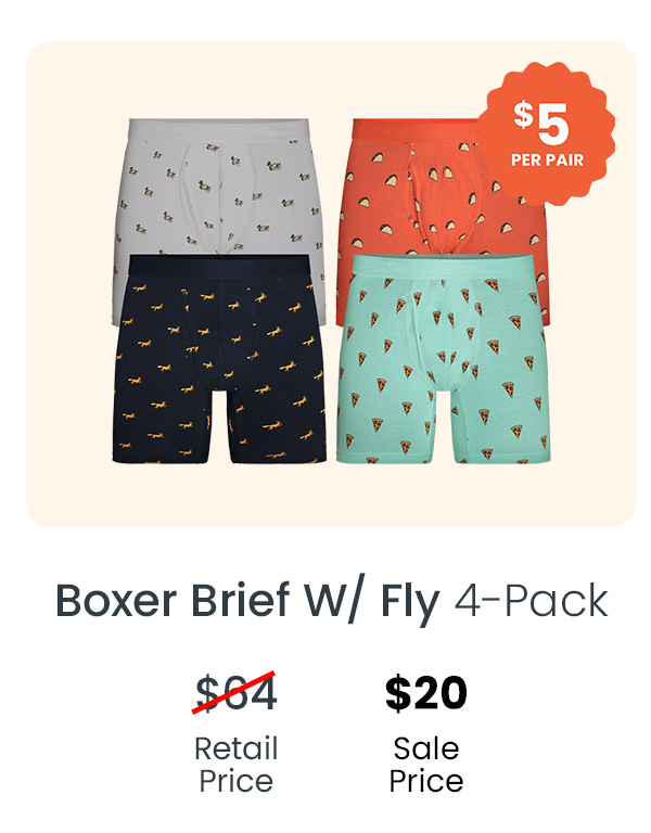 Boxer Brief W/ Fly 4-Pack | $20