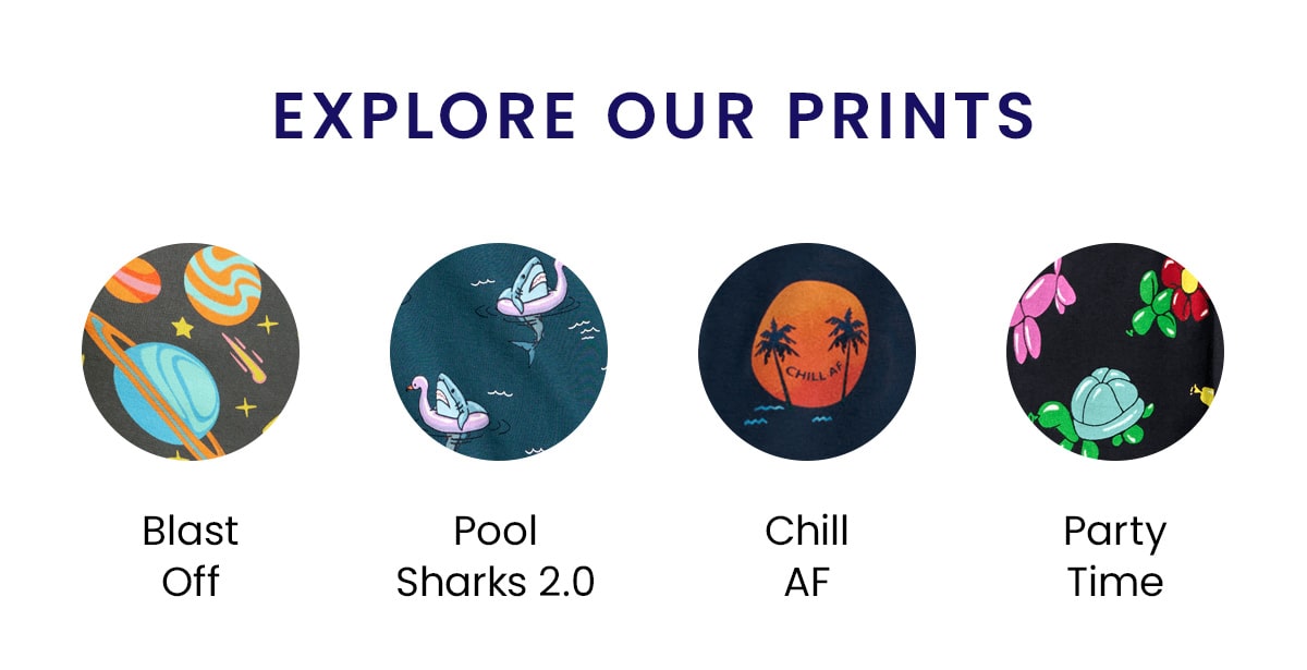 Explore Our Prints | Blast Off | Pool Sharks 2.0 | Chill AF | Party Time