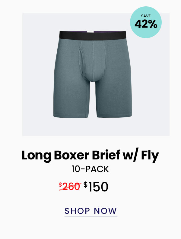 Long Boxer Brief w/Fly 10-Pack | $150 | Shop Now