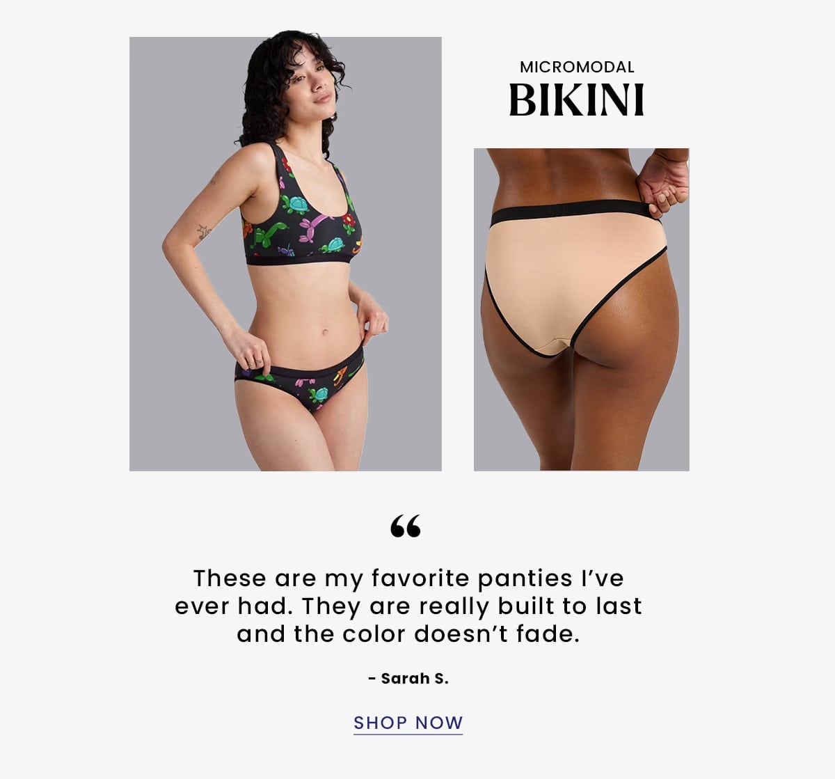 Micromodal Bikini | ''These are my favorite panties I've ever had. They are really built to last and the color doesn't fade.'' - Sarah S. | Shop Now