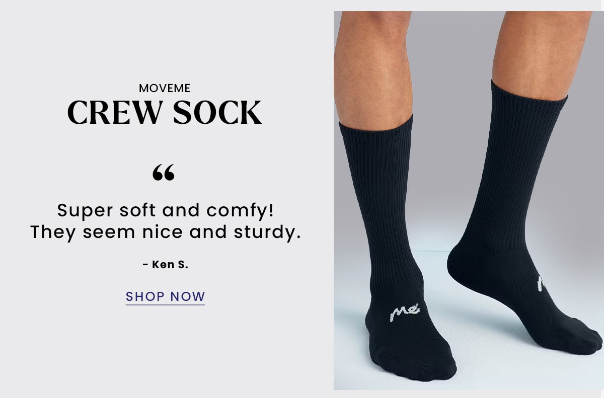 Moveme Crew Sock | ''Super soft and comfy! They seem nice and sturdy.'' - Ken S. | Shop Now