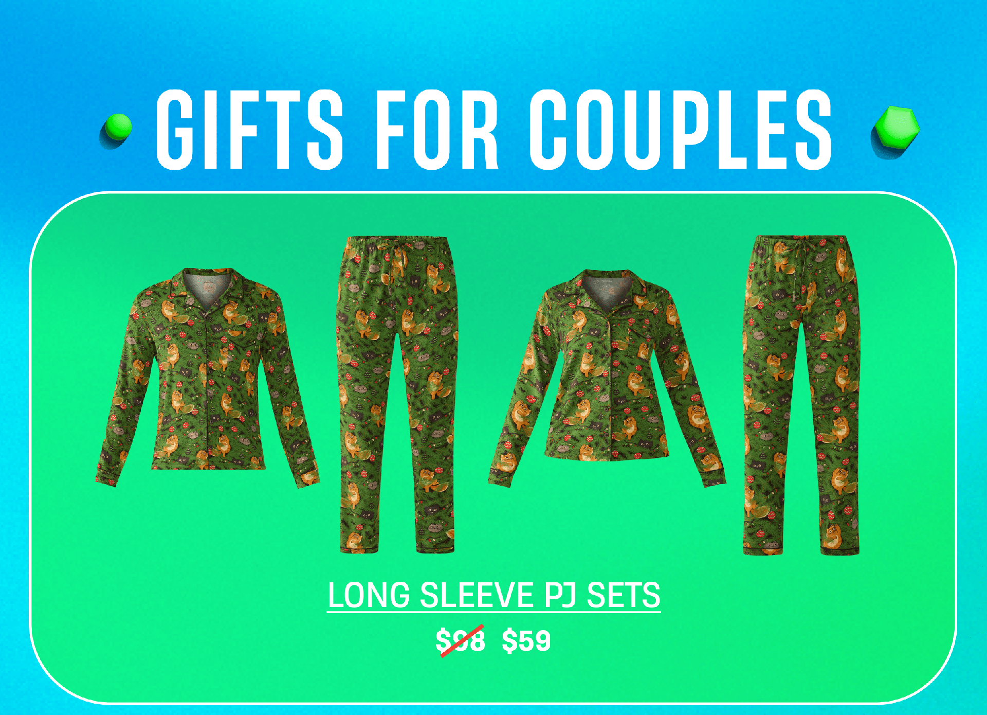 Gifts for Couples | Long Sleeve PJ Sets | $59