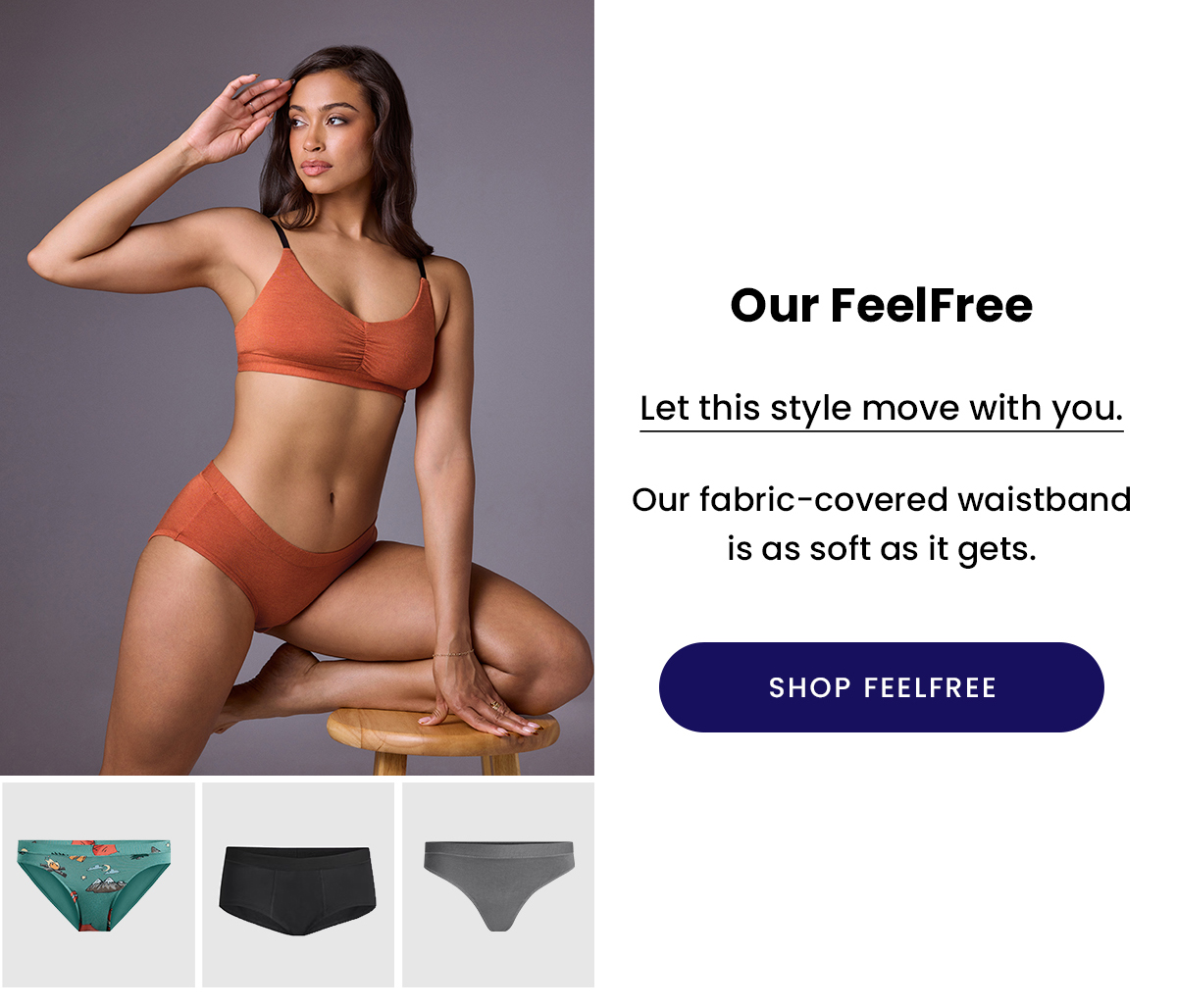 Our FeelFree Modal | It doesn't get softer than this | A fabric-covered waistband makes for extra comfort and zero pinch. Feel free to... do anything. | Shop Modal