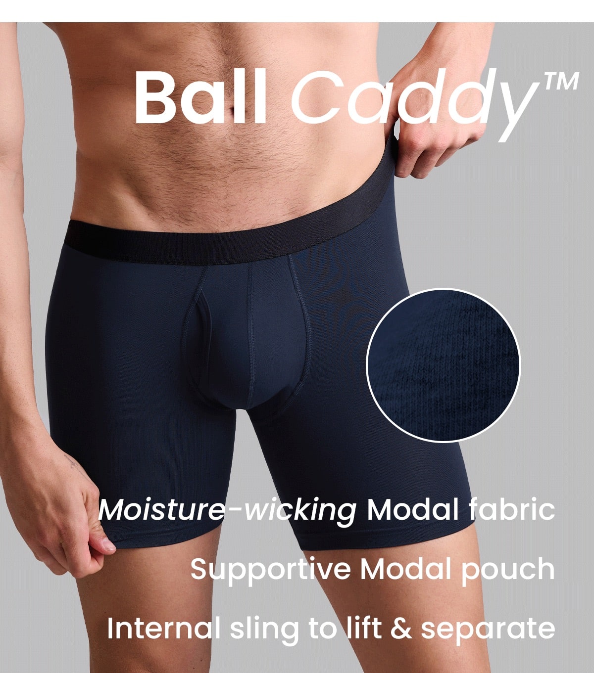 Ball Caddy | Moisture-wicking Modal fabric, Supportive Modal pouch, Internal sling to lift & separate