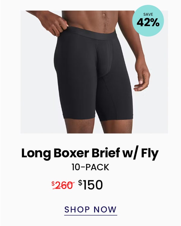 Long Boxer Brief w/Fly 10-Pack | $150 | Shop Now