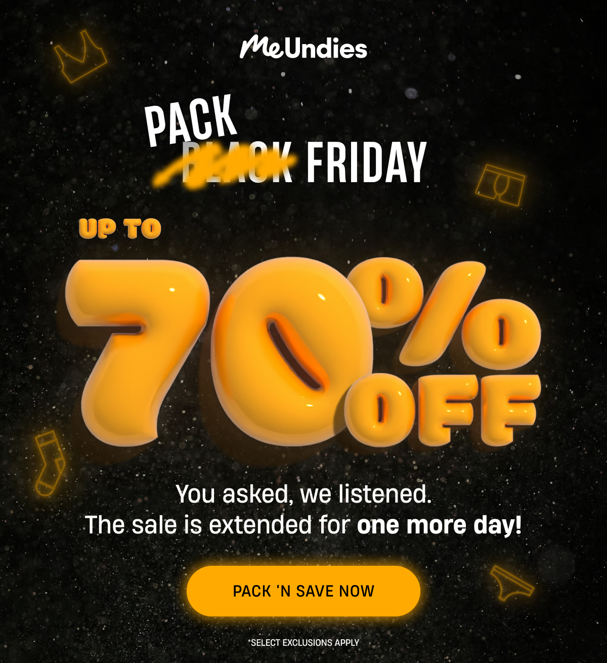 MeUndies | Pack Friday Sale | Up to 70% Off | Pack N Save Now