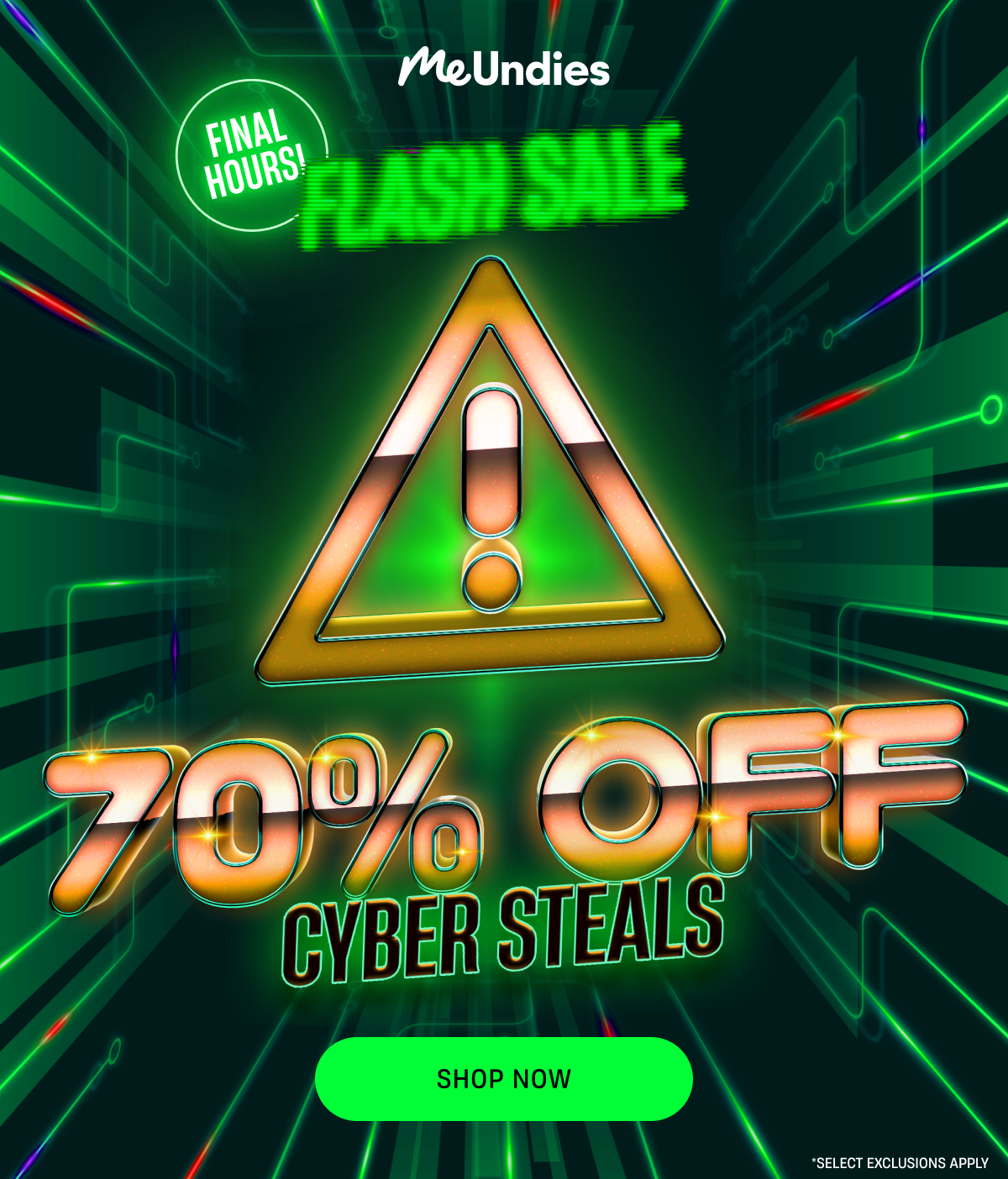 MeUndies | Final Hours | Flash Sale | 70% Off Cyber Steals