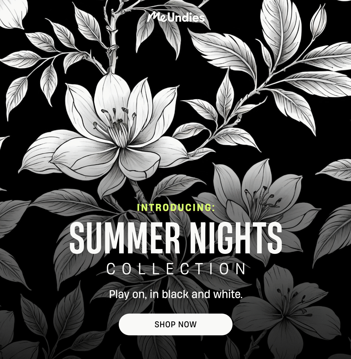 MeUndies | Summer Nights Collection | Play on, in black and white. | SHOP NOW