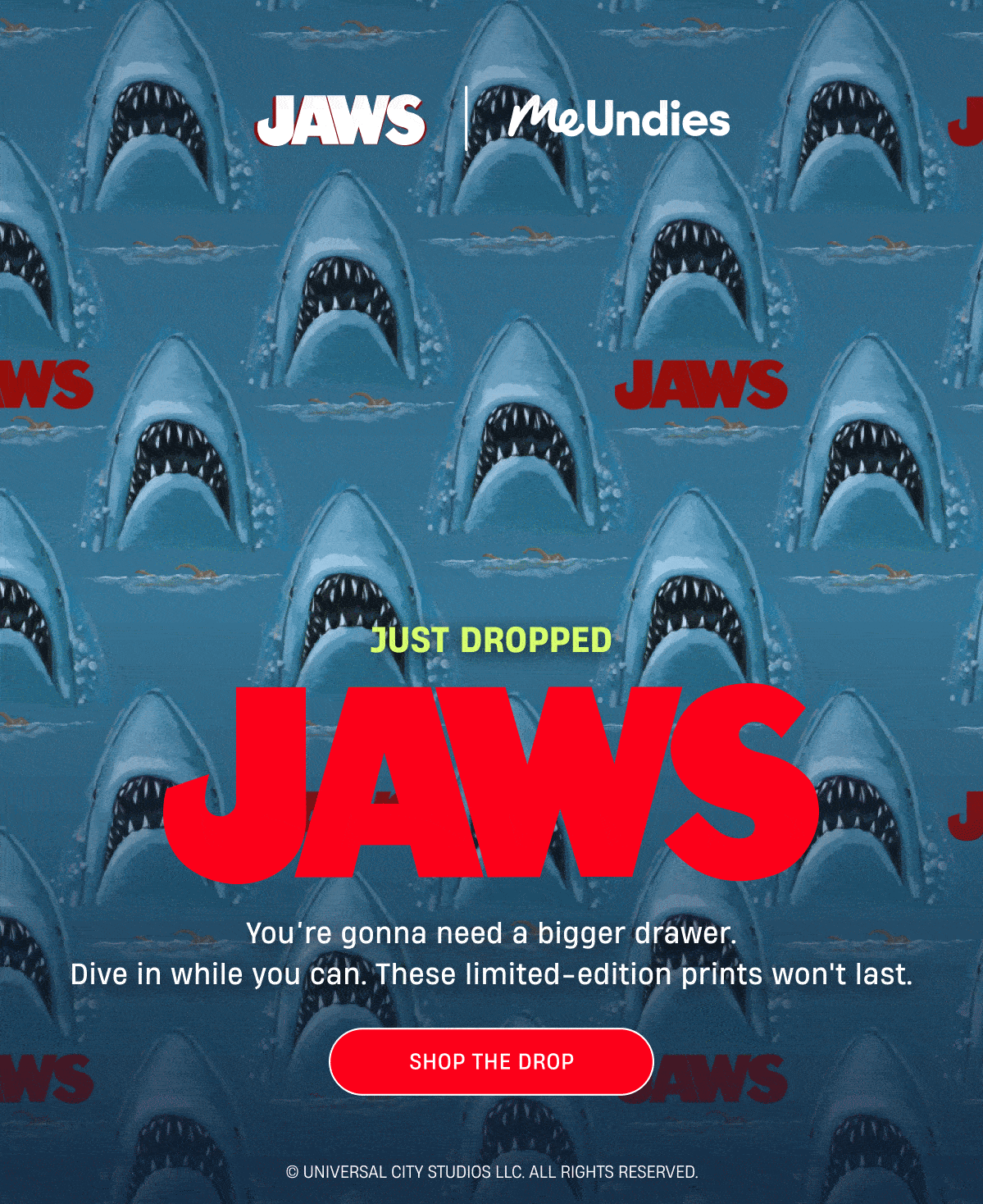 Jaws | MeUndies | Just Dropped. Jaws. You're gonna need a bigger drawer | Shop The Drop