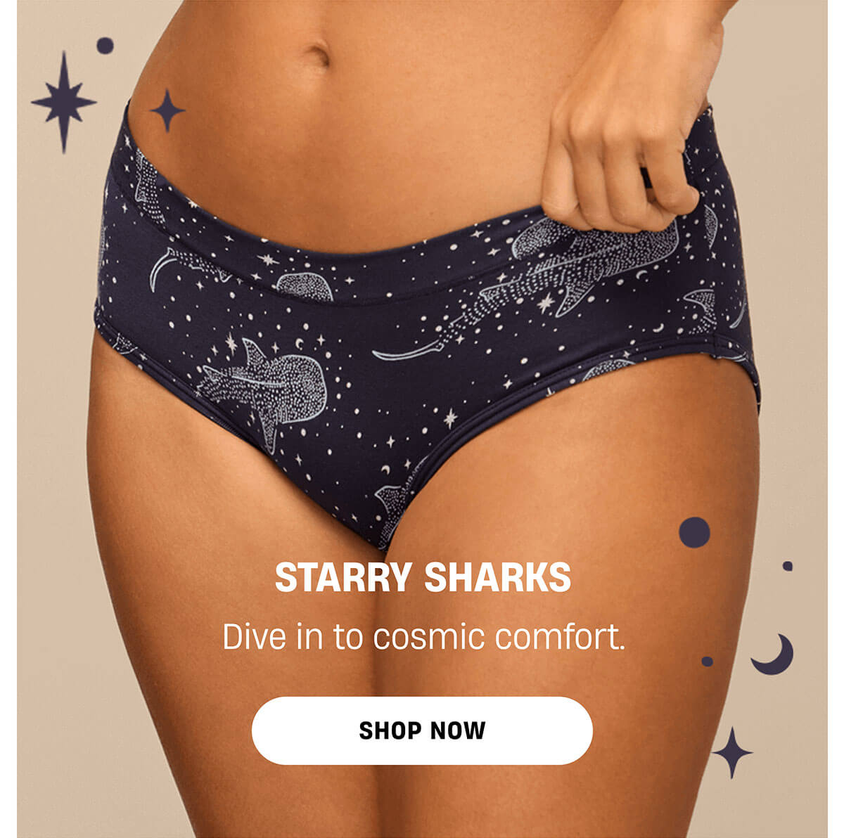 Starry Sharks | Dive in to cosmic comfort. | Shop Now