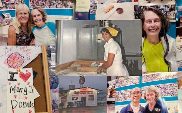 A collage of photos from Mary's Donuts