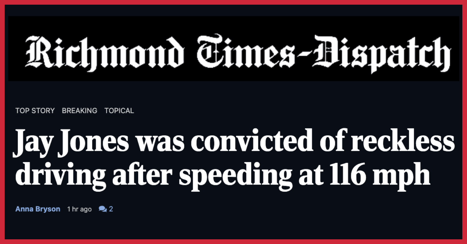 Jay Jones convicted of reckless driving after speeding at 116 mph
