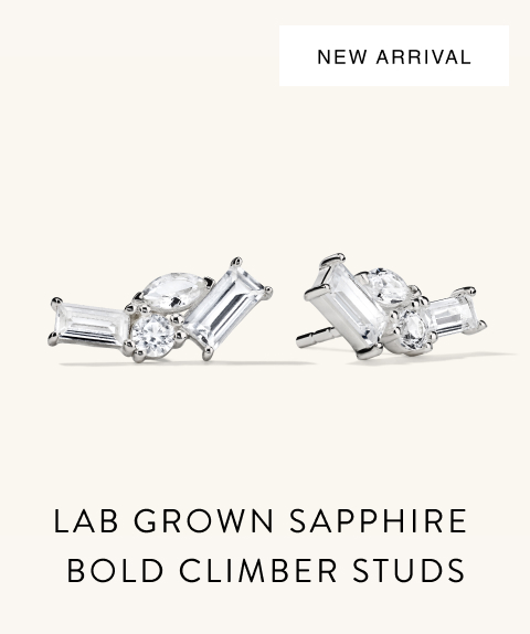 New Arrival. Lab Grown Sapphire Climber Studs.