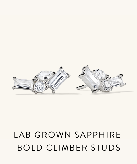 Lab Grown Sapphire Bold Climber Studs.