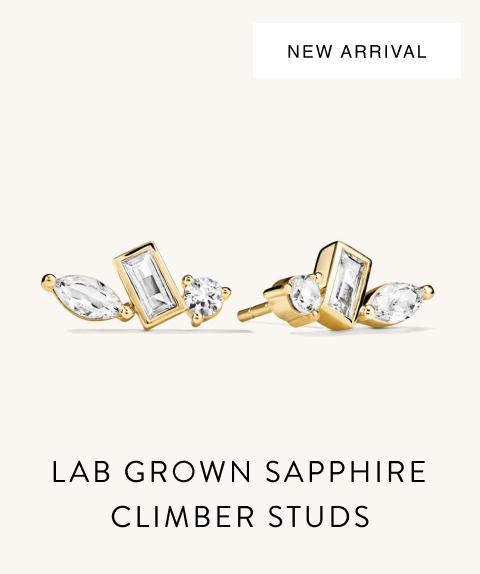 New Arrival. Lab Grown Sapphire Climber Studs.