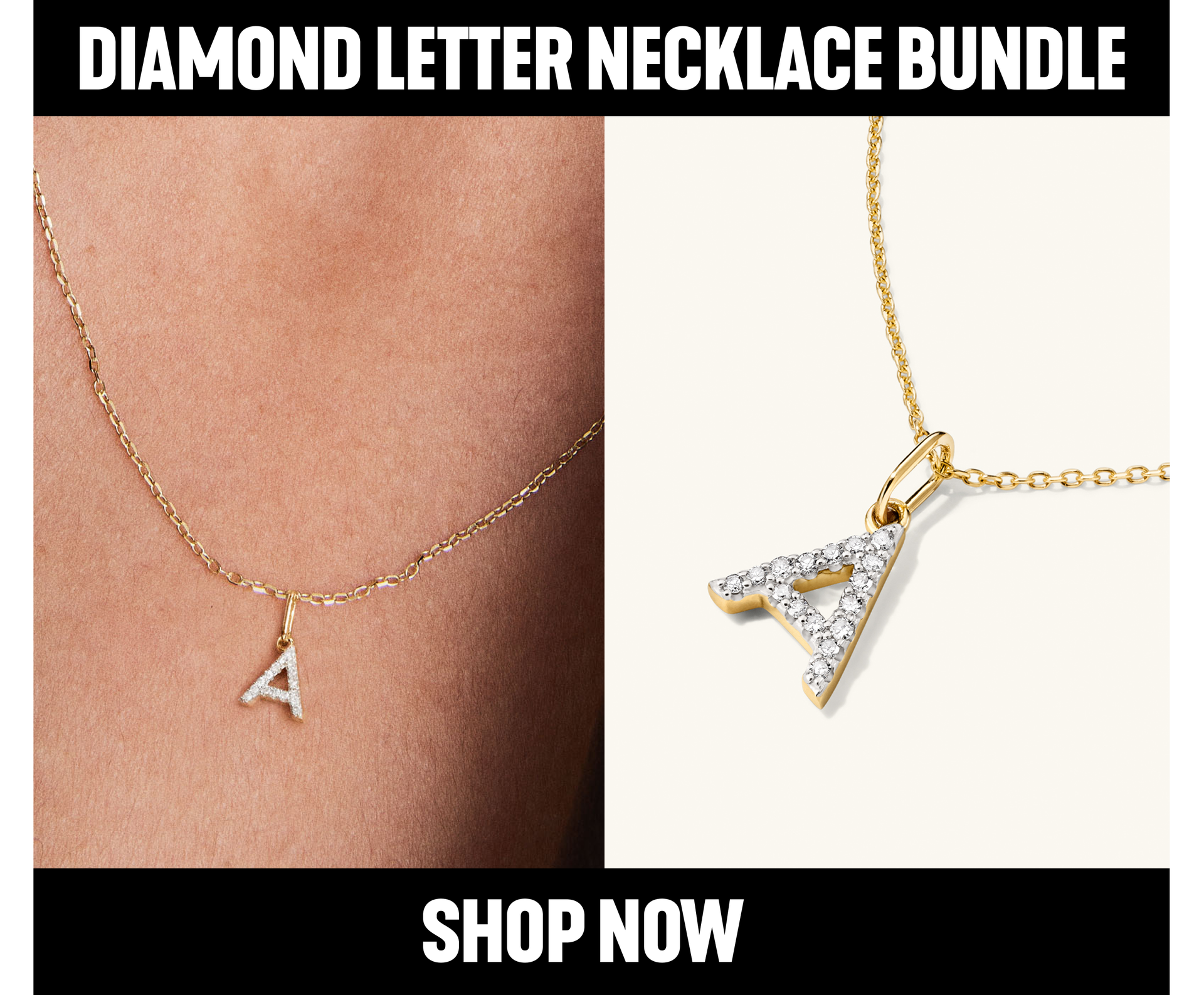 Diamond Letter Necklace Bundle. Shop Now.