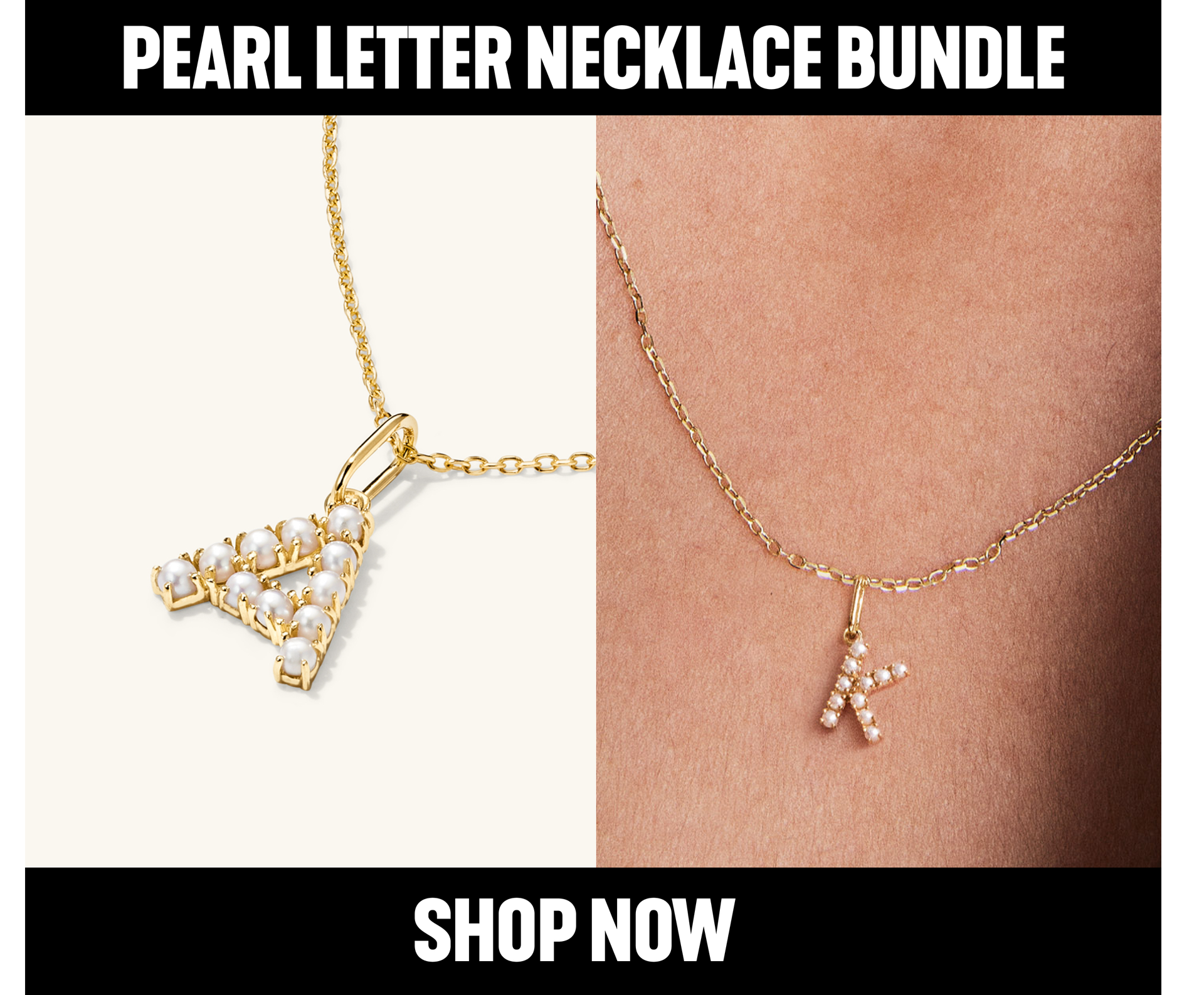 Pearl Letter Necklace Bundle. Shop Now.