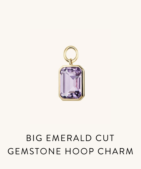 Big Emerald Cut Gemstone Hoop Charm.
