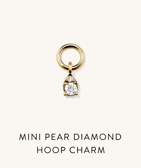 Mini Pear Diamond Hoop Charm.