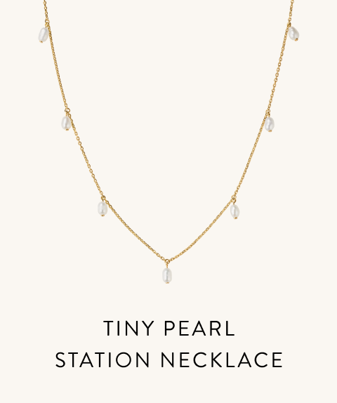 Tiny Pearl Station Necklace.