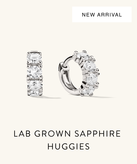 New Arrival. Lab Grown Sapphire Huggies.