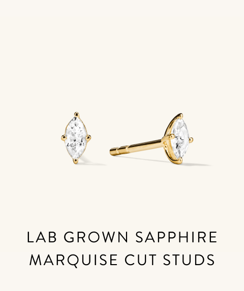 Lab Grown Sapphire Marquise Cut Studs.
