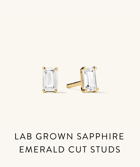 Lab Grown Sapphire Emerald Cut Studs.