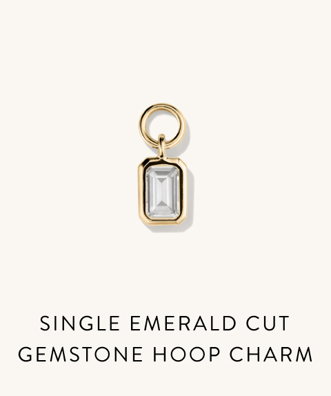 Single Emerald Cut Gemstone Hoop Charm.