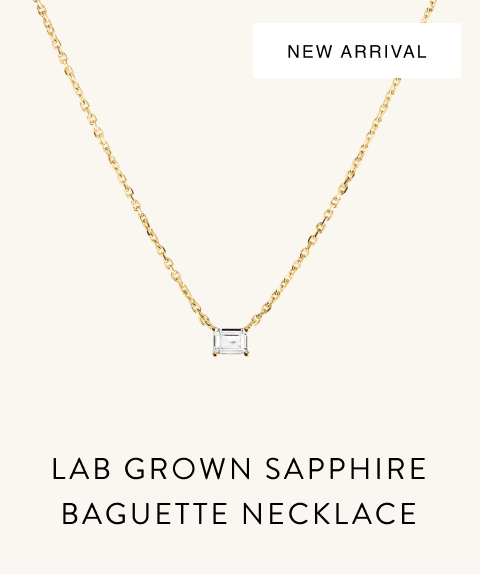 New Arrival. Lab Grown Sapphire Baguette Necklace.