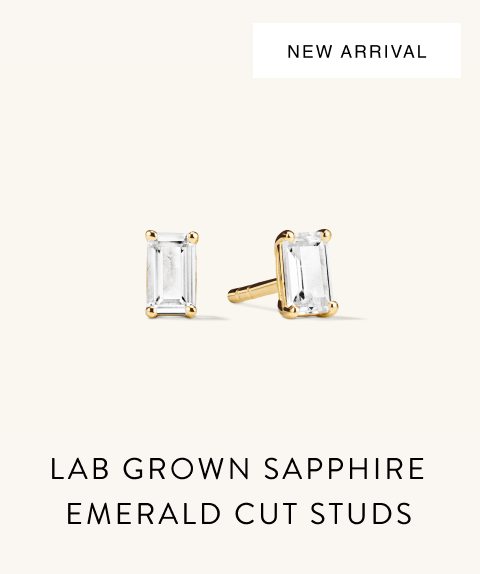 New Arrival. Lab Grown Sapphire Emerald Cut Studs.