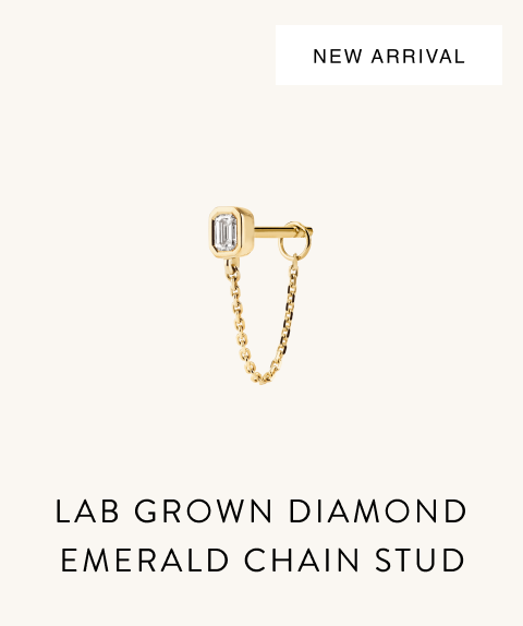 New Arrival. Lab Grown Diamond Emerald Chain Stud.