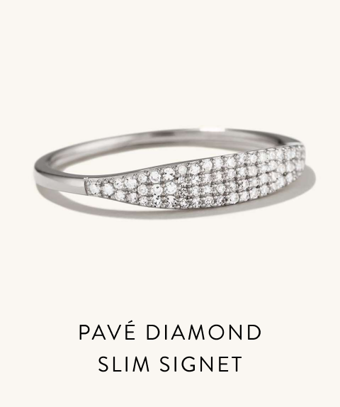 Pavé Diamond Slim Signet Ring.