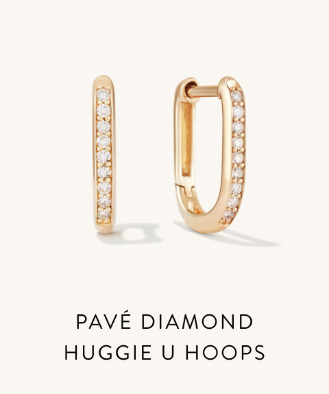 Pavé Diamond Huggie U Hoops.