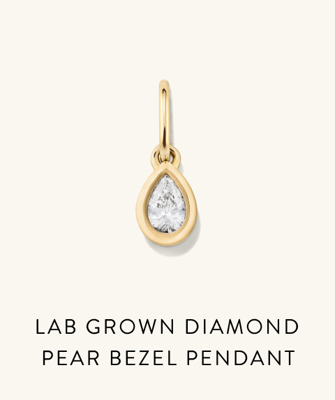 Lab Grown Diamond Pear Bezel Pendant.