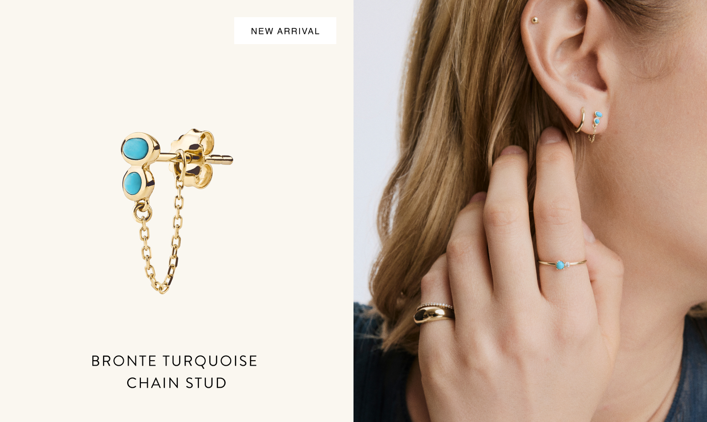 New Arrival. Bronte Turquoise Chain Stud.
