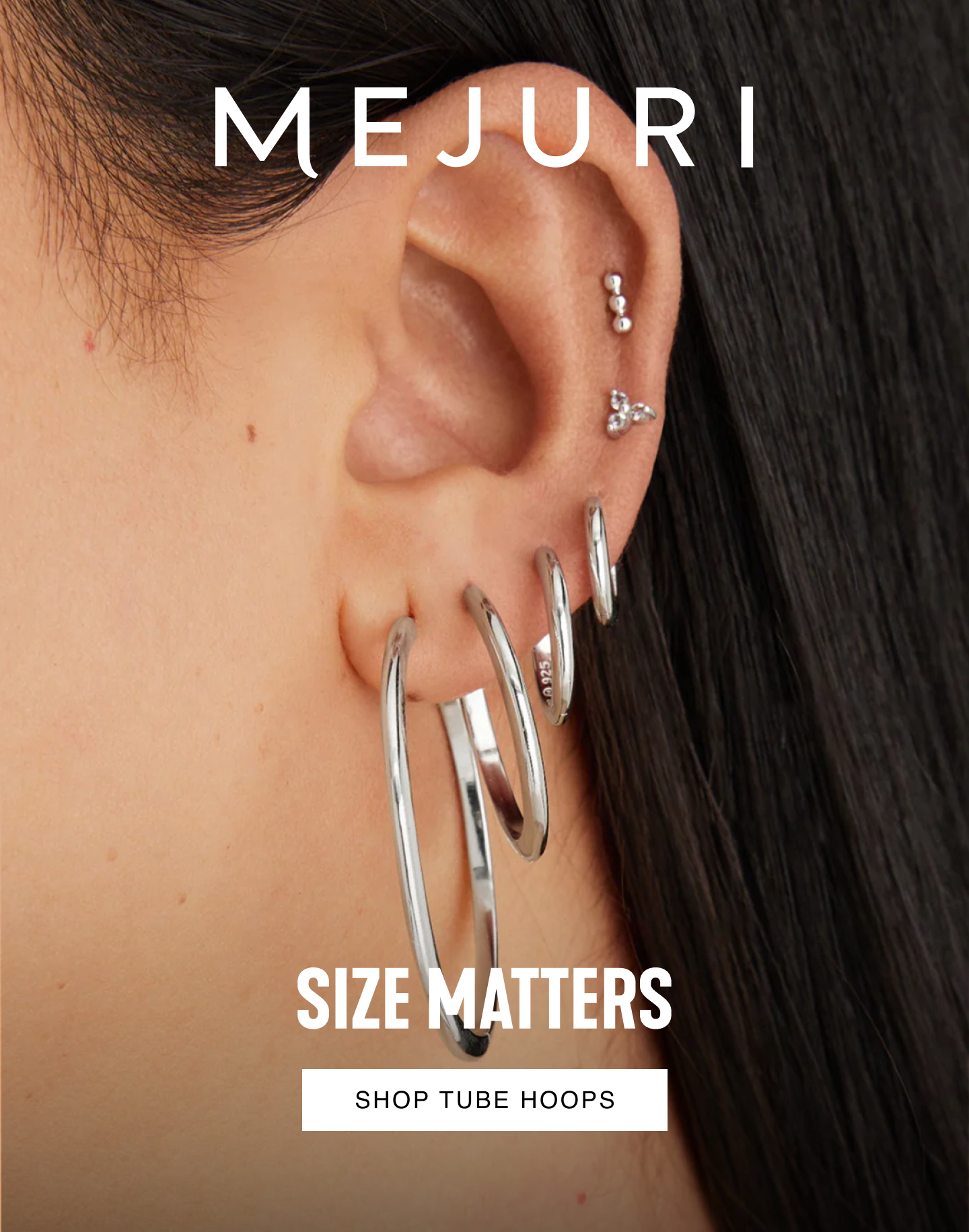 Mejuri. Size Matters. Shop Tube Hoops.