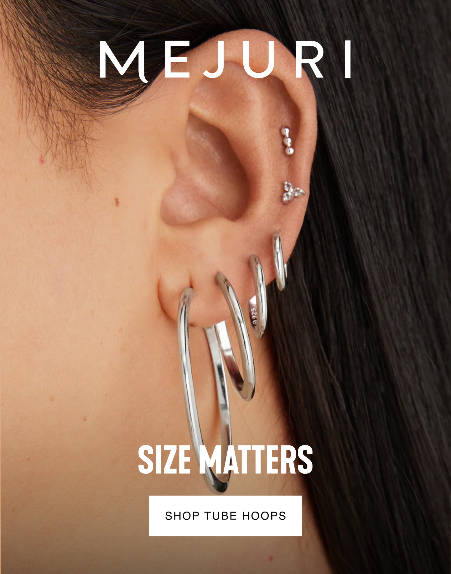 Mejuri. Size Matters. Shop Tube Hoops.