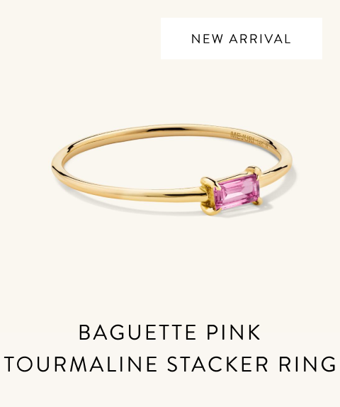 New Arrival. Baguette Pink Tourmaline Stacker Ring.