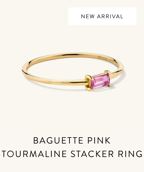 Baguette Pink Tourmaline Stacker Ring.