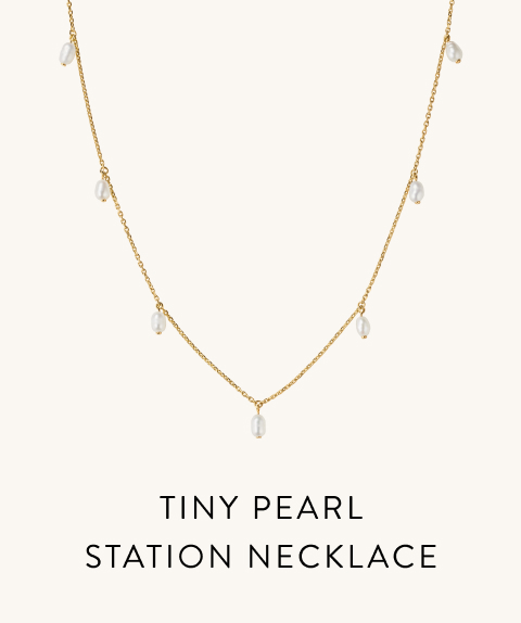 Tiny Pearl Station Necklace.