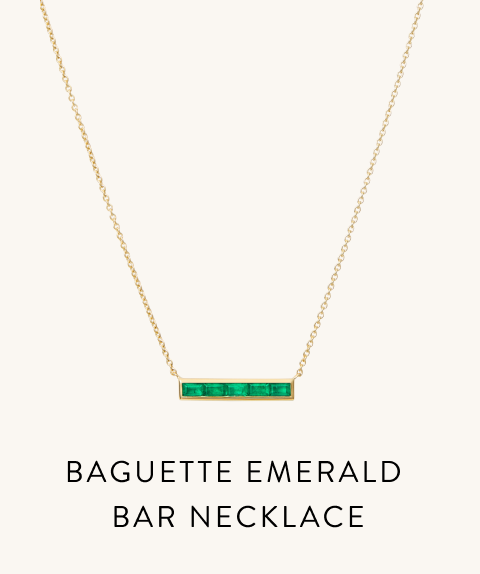 Baguette Emerald Bar Necklace.