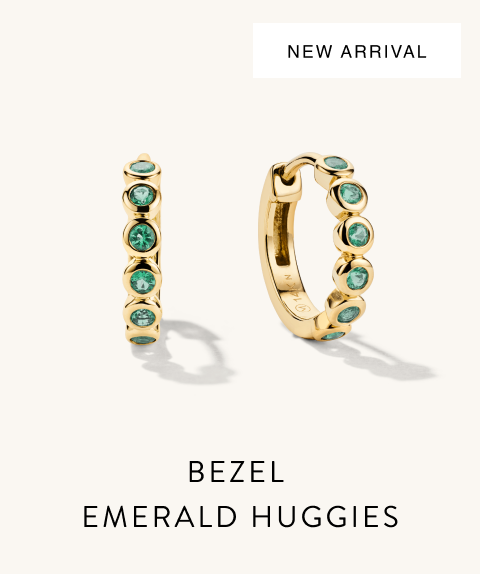 Bezel Emerald Huggies.