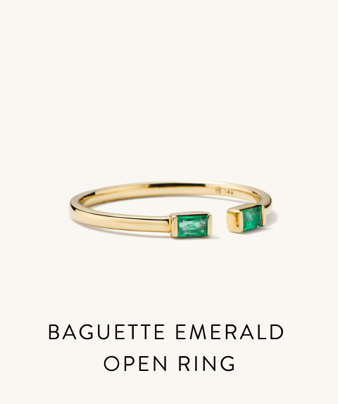 Baguette Emerald Open Ring.