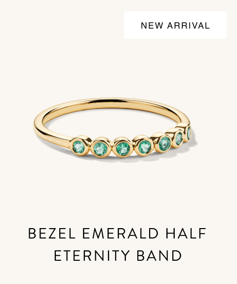 New Arrival. Bezel Emerald Half Eternity Band.