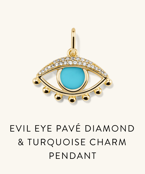 Evil Eye Pavé Diamond & Turquoise Charm Pendant.