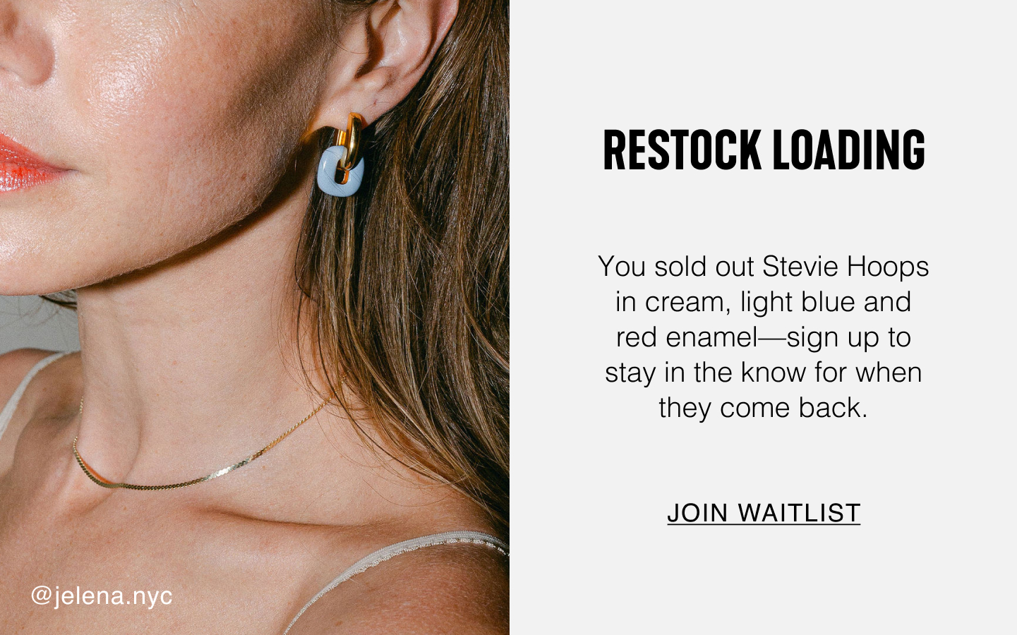 Restock Loading. You sold out Stevie Hoops in cream, light blue and red enamel-sign up to stay in the know for when they come back. Join Waitlist.
